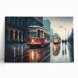 Black and white photo of vintage cars on rolled canvas, ideal for kitchen wall art.