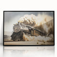 Large abstract wall art featuring a collection of mid-century modernist service vehicles in black and grey tones.