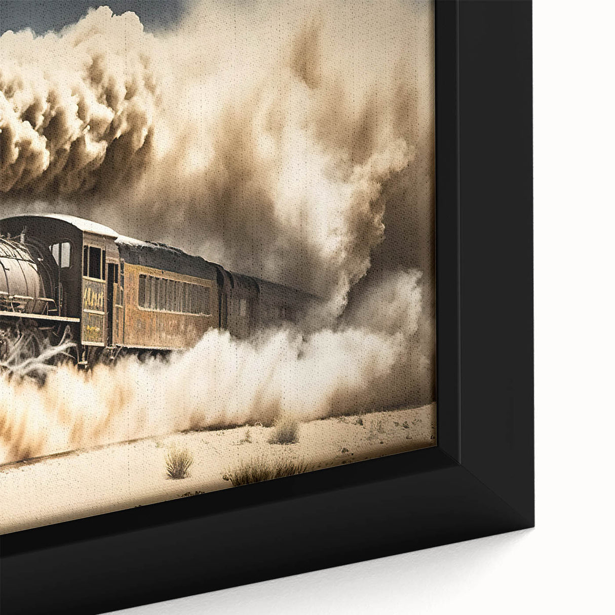 Black wall art featuring colorful, textured depictions of service vehicles on a large framed canvas.