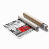 Extra large rolled print featuring a detailed illustration of service vehicles in muted colors.