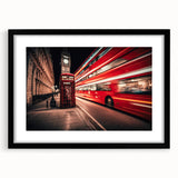 Colorful abstract art print of assorted service vehicles in vibrant hues on a large textured canvas.