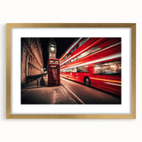 Extra large abstract art print featuring a colorful array of service vehicles on a textured canvas, framed in gold.