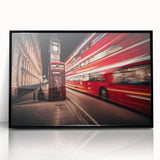 Large abstract wall art of stylized service vehicles in black and white, framed acrylic print.