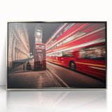 Mid-century modernist art deco poster featuring a collection of stylized service vehicles in muted colors on framed acrylic.