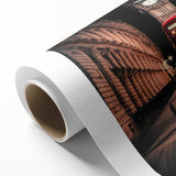 Art deco poster of colorful vintage cars on rolled canvas, ideal for nursery wall art or dining room decor.