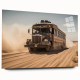 Acrylic print of colorful abstract vehicles, ideal for bedroom or dining room decor.