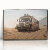 Mid-century modernist art of a vintage car in muted silver and gray tones on framed acrylic, ideal for nursery wall art.