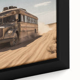Extra large black wall art featuring a detailed, colorful depiction of service vehicles on textured canvas.