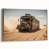 Framed canvas featuring a vintage black and gold side view of classic cars, ideal for bedroom wall art.