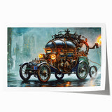 Extra large rolled print featuring a detailed illustration of service vehicles in muted colors.