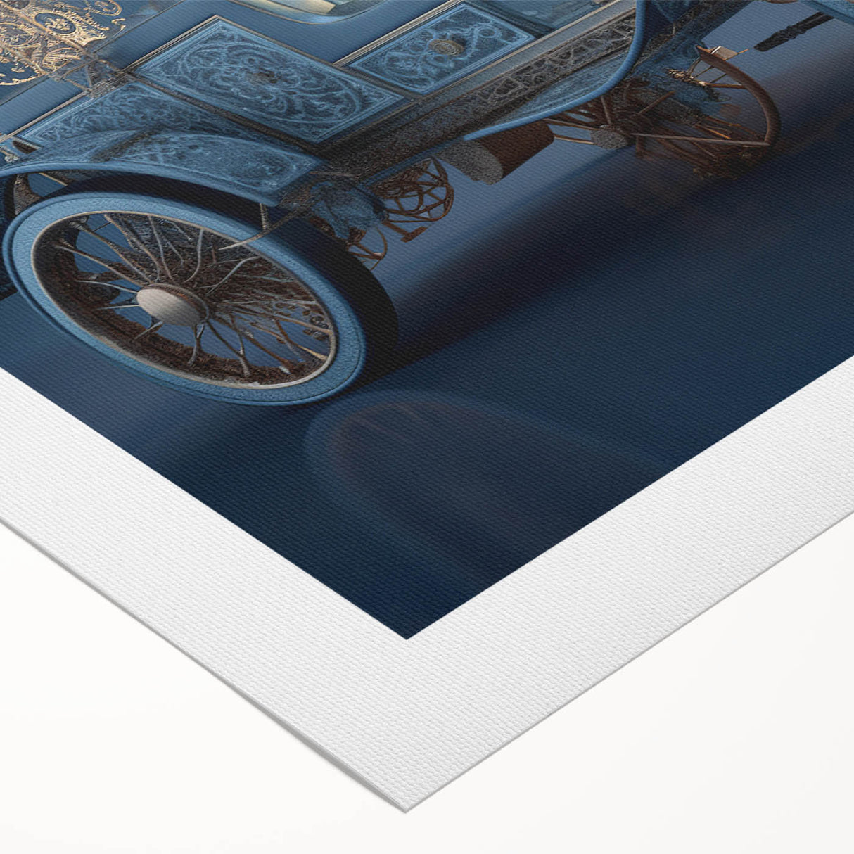 Art deco poster featuring a collection of vintage service vehicles in muted colors on rolled canvas.