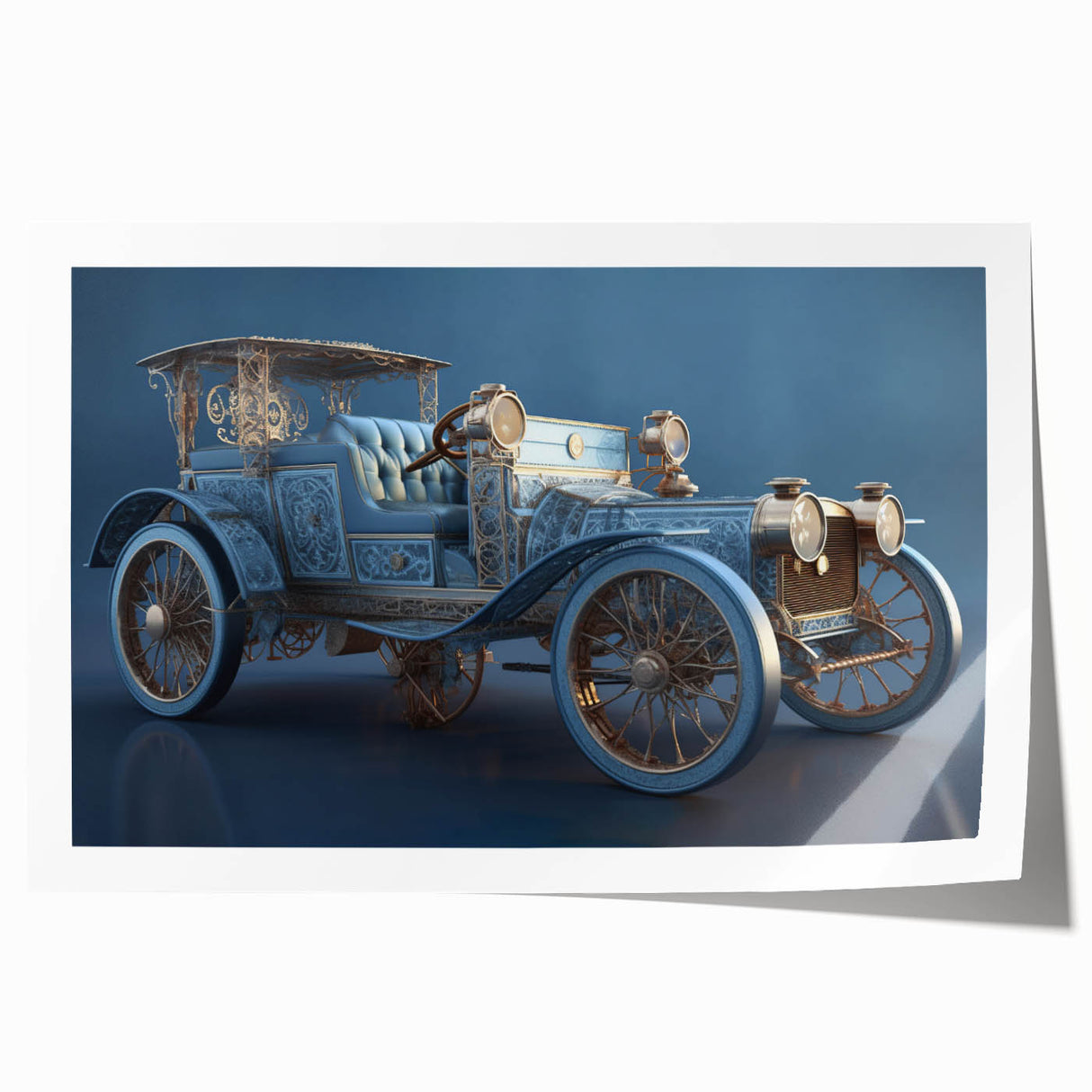 Extra large rolled print of a vintage vehicle, rendered in muted earth tones, ideal for art wall dining room.