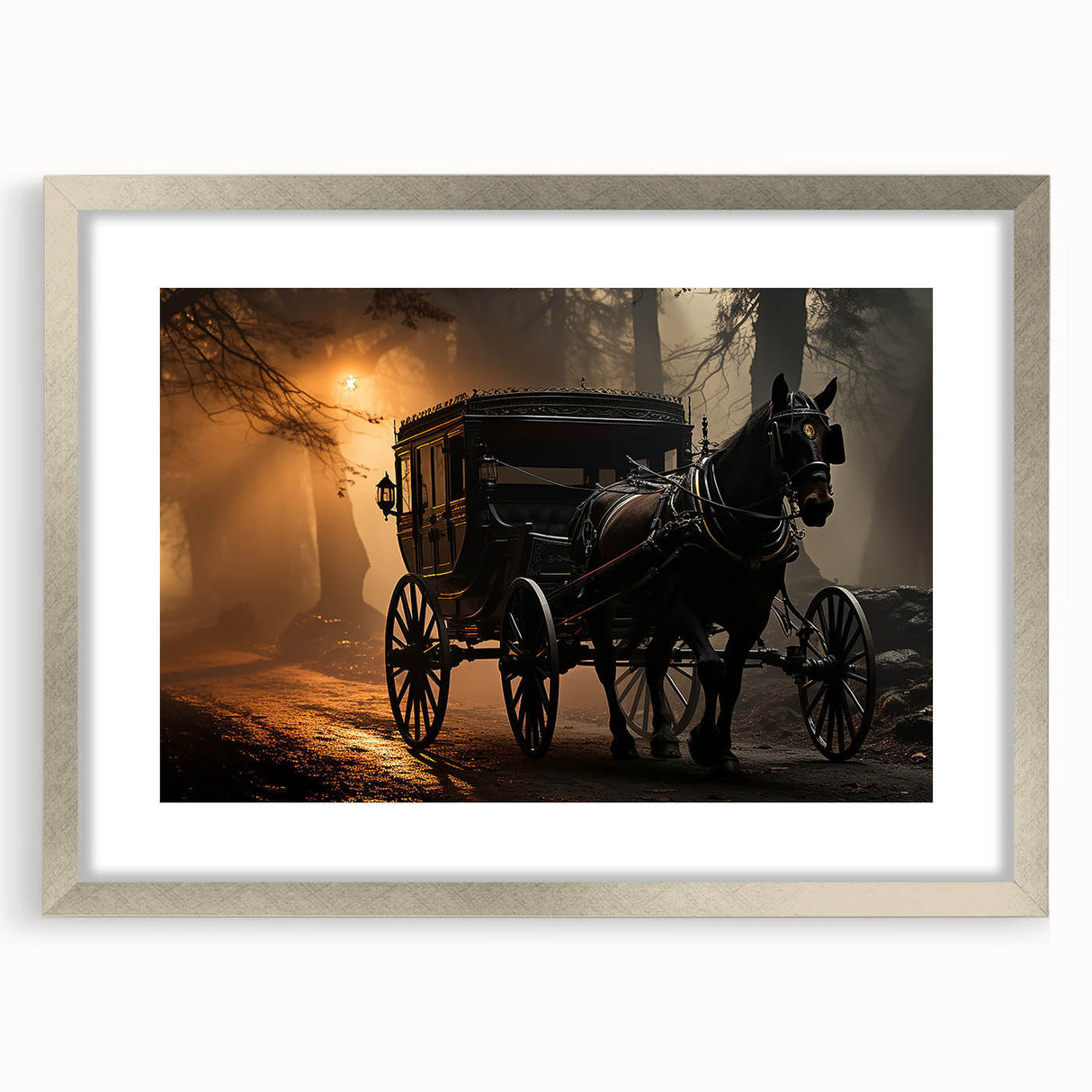 Abstract art print featuring textured design of service vehicles in muted gray and silver tones on a framed canvas.