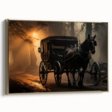 Framed canvas featuring a side view of a vintage gold vehicle on a black background, suitable for bedroom wall art.