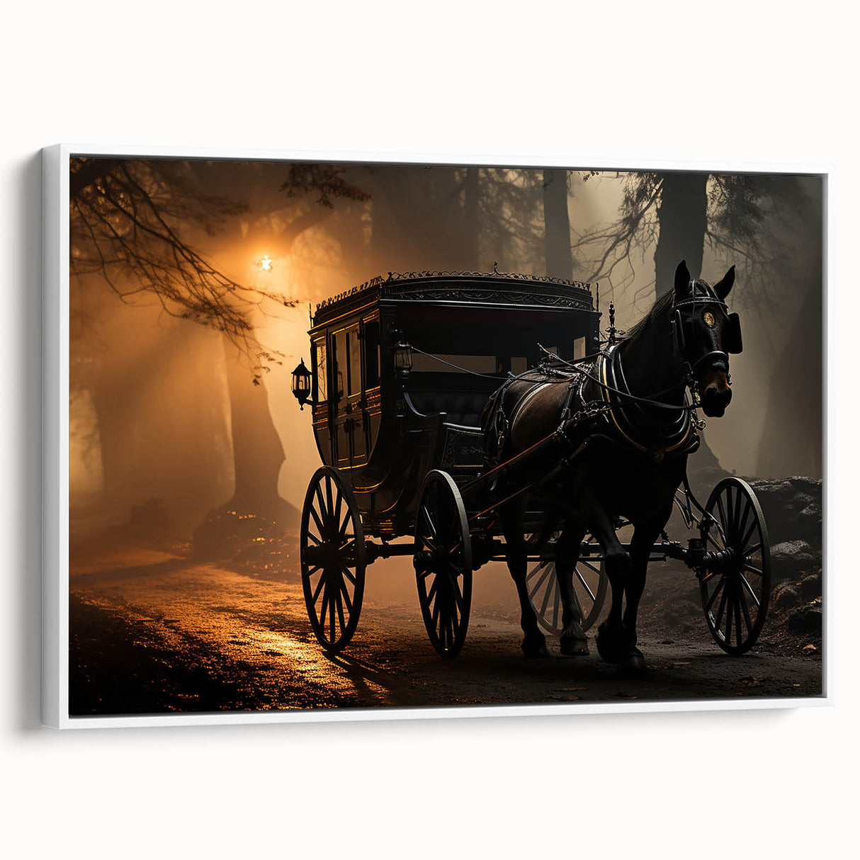 Vintage poster art of colorful service vehicles on a black background, framed canvas, ideal for living room decor.