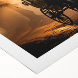 Art deco poster featuring a collection of vintage service vehicles in muted earth tones on rolled canvas.