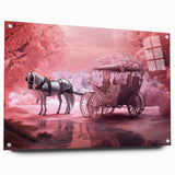 Acrylic print of a side-view of various service vehicles in muted colors, suitable for dining room decor.