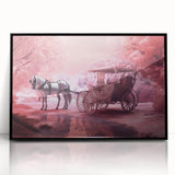 Framed acrylic print of large abstract wall art featuring assorted service vehicles in a mid-century modernist style.