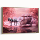 Framed canvas of a vintage-style black vehicle on a muted landscape background, ideal for bedroom wall art.