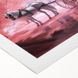 Art deco poster featuring a collection of vintage service vehicles in muted earth tones on rolled canvas.