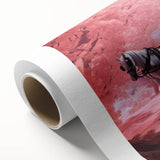 Art deco style poster featuring a colorful collection of vintage vehicles on rolled canvas, suitable for nursery wall art.