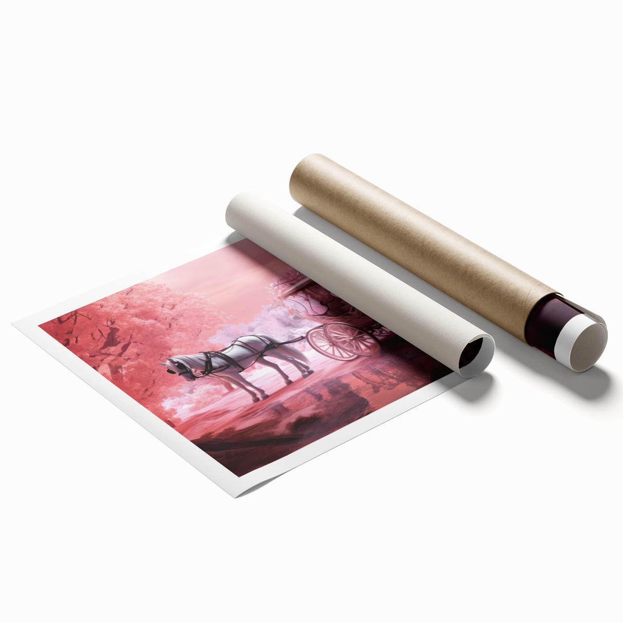Extra large rolled print featuring a collection of vintage-style service vehicles in muted earth tones.