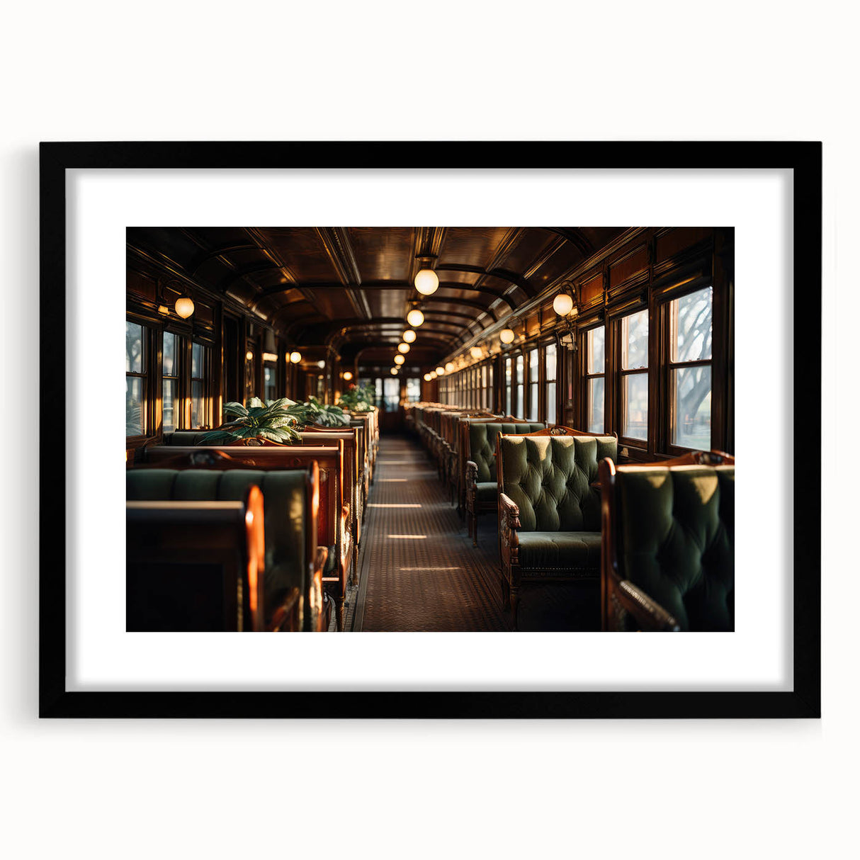 Extra large, abstract art print featuring a colorful, textured depiction of service vehicles on a black framed canvas.