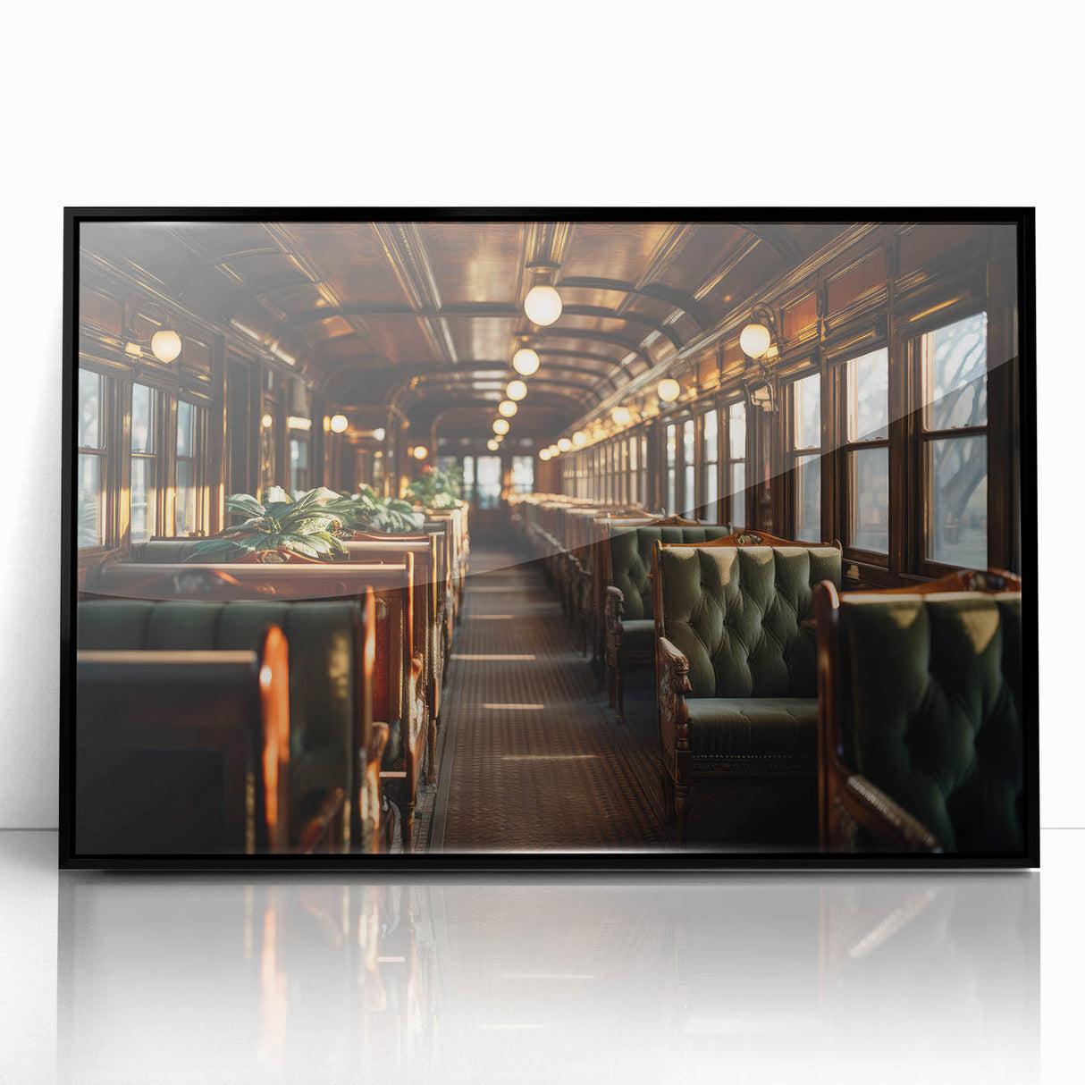Large abstract wall art featuring assorted service vehicles in muted colors on a black acrylic frame.