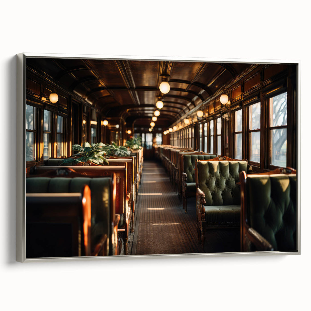 Framed canvas of a vintage poster featuring colorful, stylized service vehicles in a black background.