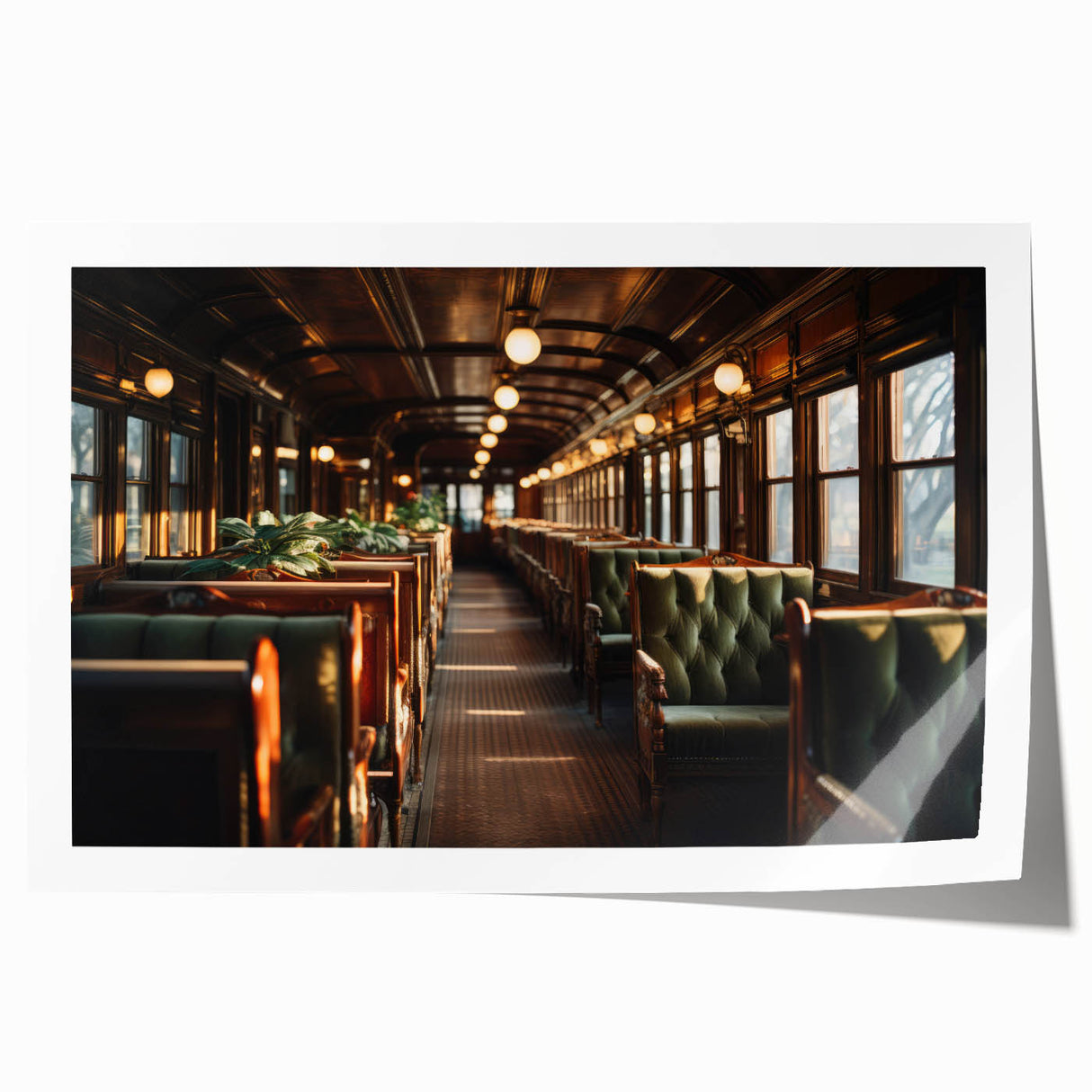 Extra large rolled print featuring a collection of detailed vintage service vehicles in muted earth tones.