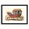 Extra large abstract art print featuring a colorful array of service vehicles on textured canvas, framed in black.