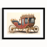 Extra large abstract art print featuring a colorful array of service vehicles on textured canvas, framed in black.