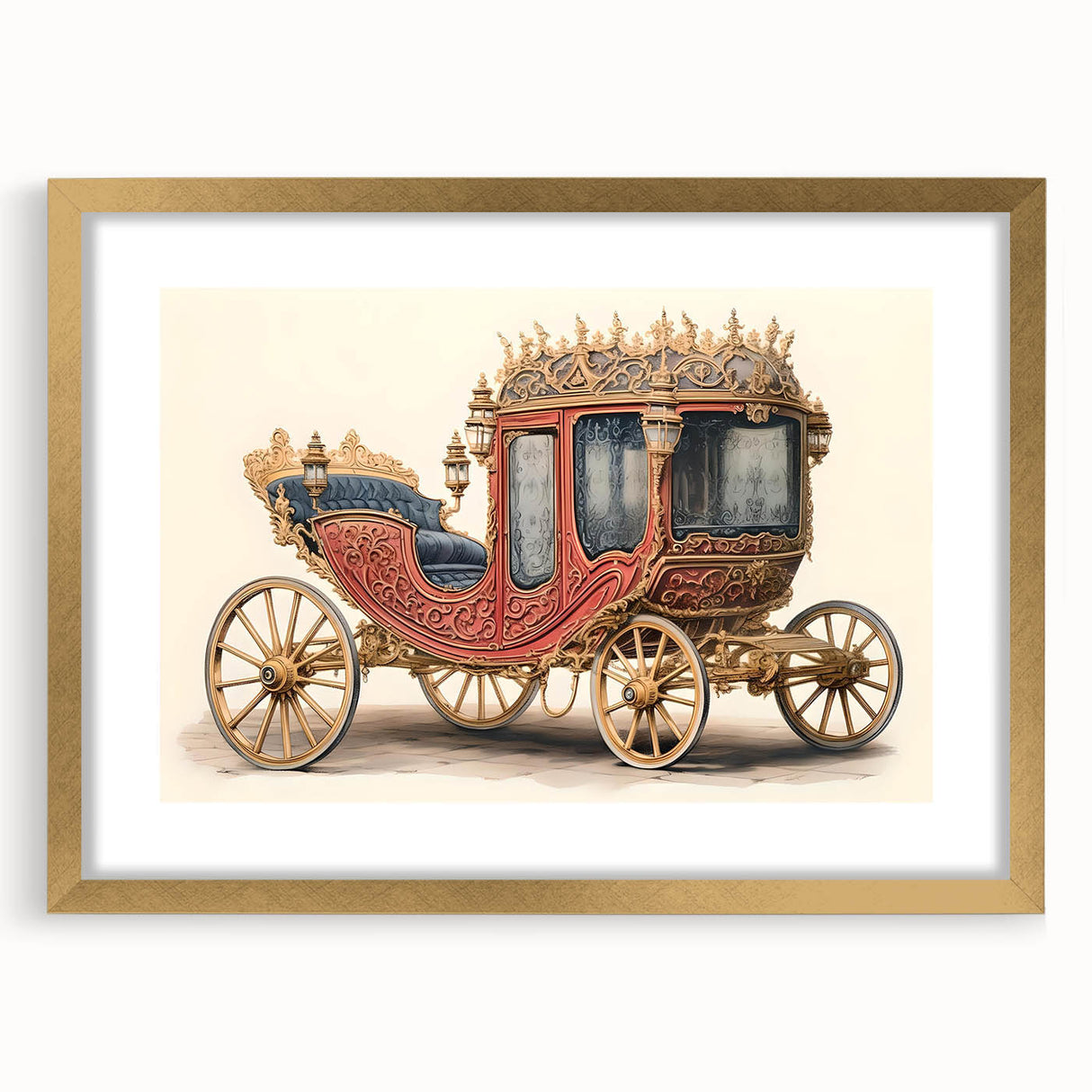 Extra large abstract art print of textured service vehicles, in muted gold and gray tones on framed canvas.