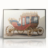 Mid-century modernist art of colorful service vehicles on a silver framed acrylic, ideal for nursery wall decor.