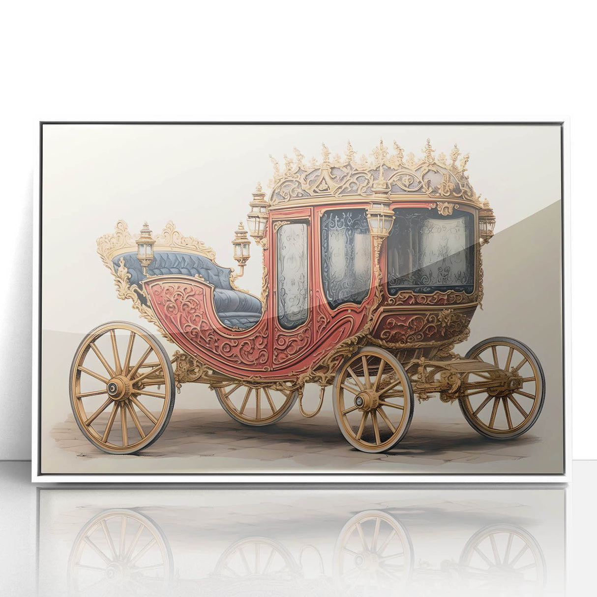 Art deco poster featuring a collection of stylized service vehicles in muted tones on white acrylic.