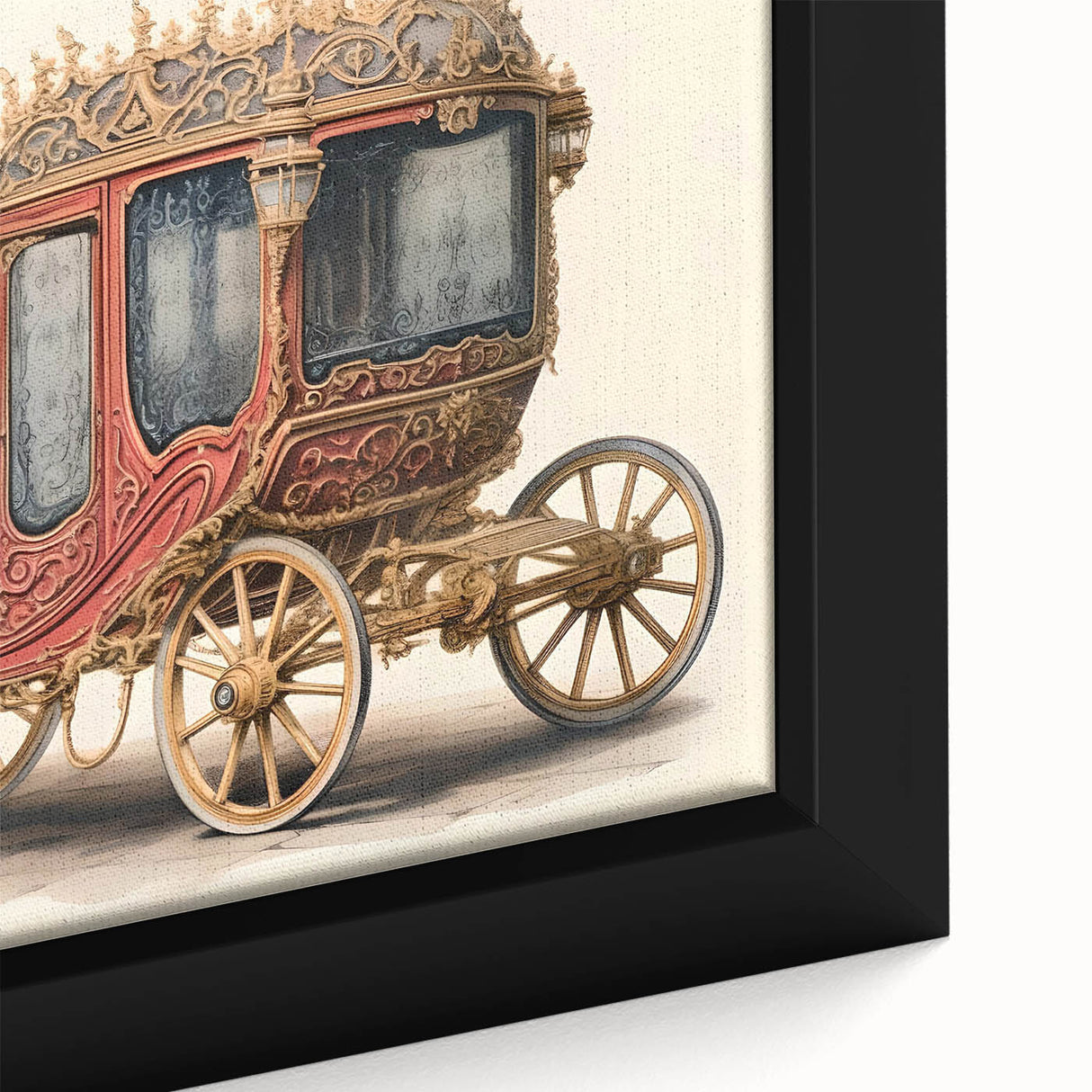 Extra large framed canvas featuring a close-up of colorful, textured service vehicles on a black background.