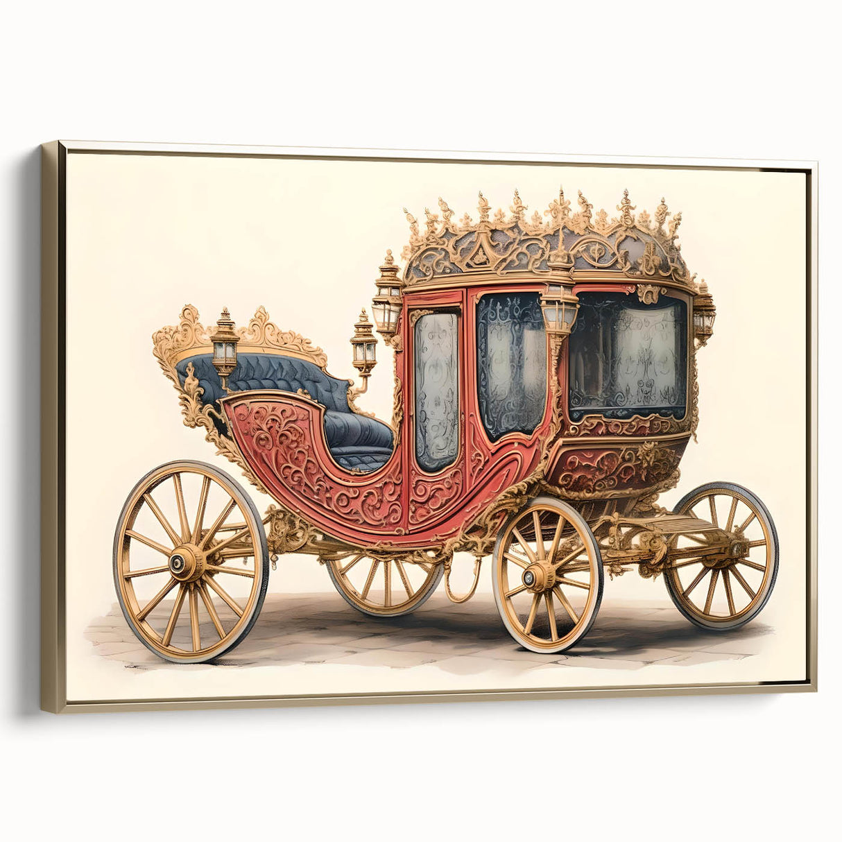 Framed canvas featuring a vintage poster art of black service vehicles in a landscape setting, ideal for bedroom wall decor.