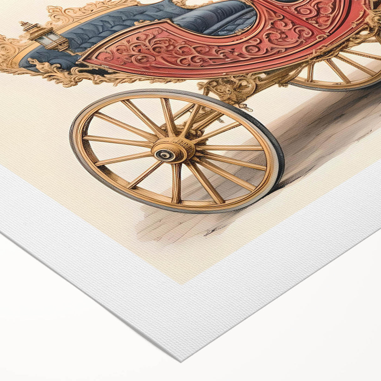Art deco poster of assorted vintage vehicles in muted colors on rolled canvas, suitable for dining room wall art.