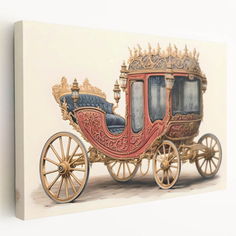 Side view of colorful vintage service vehicles on a large stretched canvas, ideal for kitchen wall art.