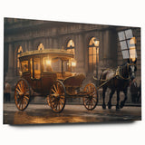 Acrylic print of large abstract vehicles in muted gray and blue tones, ideal for bedroom or dining room art.