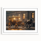 Abstract art print of colorful service vehicles on a white framed canvas, suitable for bedroom or dining room decor.