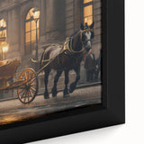 Framed canvas featuring a close-up of colorful, textured service vehicles on a black background.