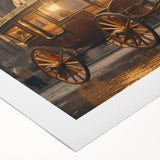 Art deco poster featuring a collection of vintage service vehicles in muted earth tones on rolled canvas.