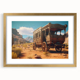 Extra large abstract art print featuring textured vehicles in muted earth tones on a canvas, suited for living room decor.