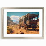 Textured abstract art print of stylized service vehicles in muted gray, ideal for modern bedroom decor.