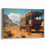 Framed canvas of colorful vintage cars in a row against a black background, ideal for a home office or living room.