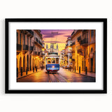 Extra large abstract art print featuring colorful, textured depiction of service vehicles on black framed canvas.
