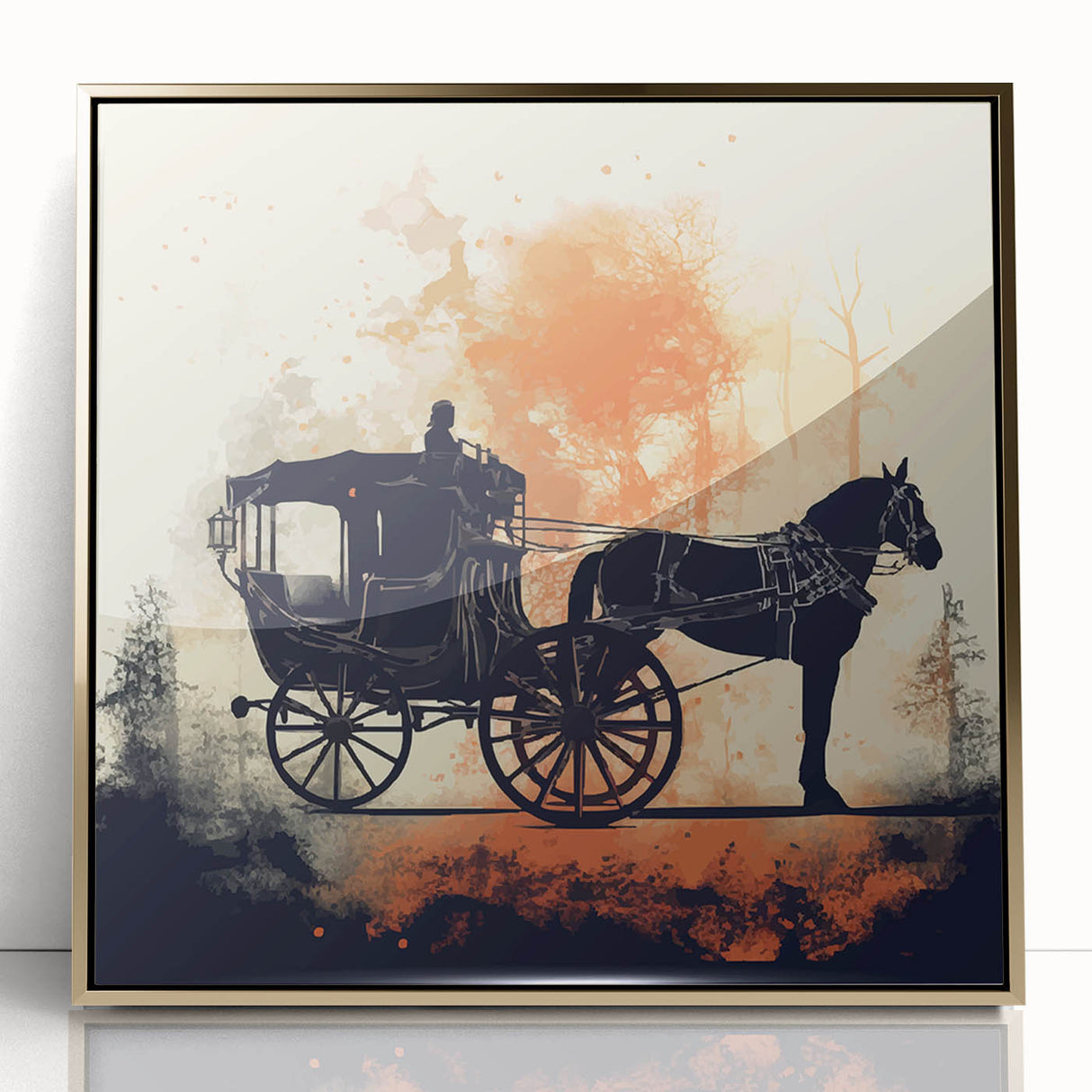 Mid-century modernist style large art print of colorful service vehicles on a framed acrylic, ideal for nursery wall decor.