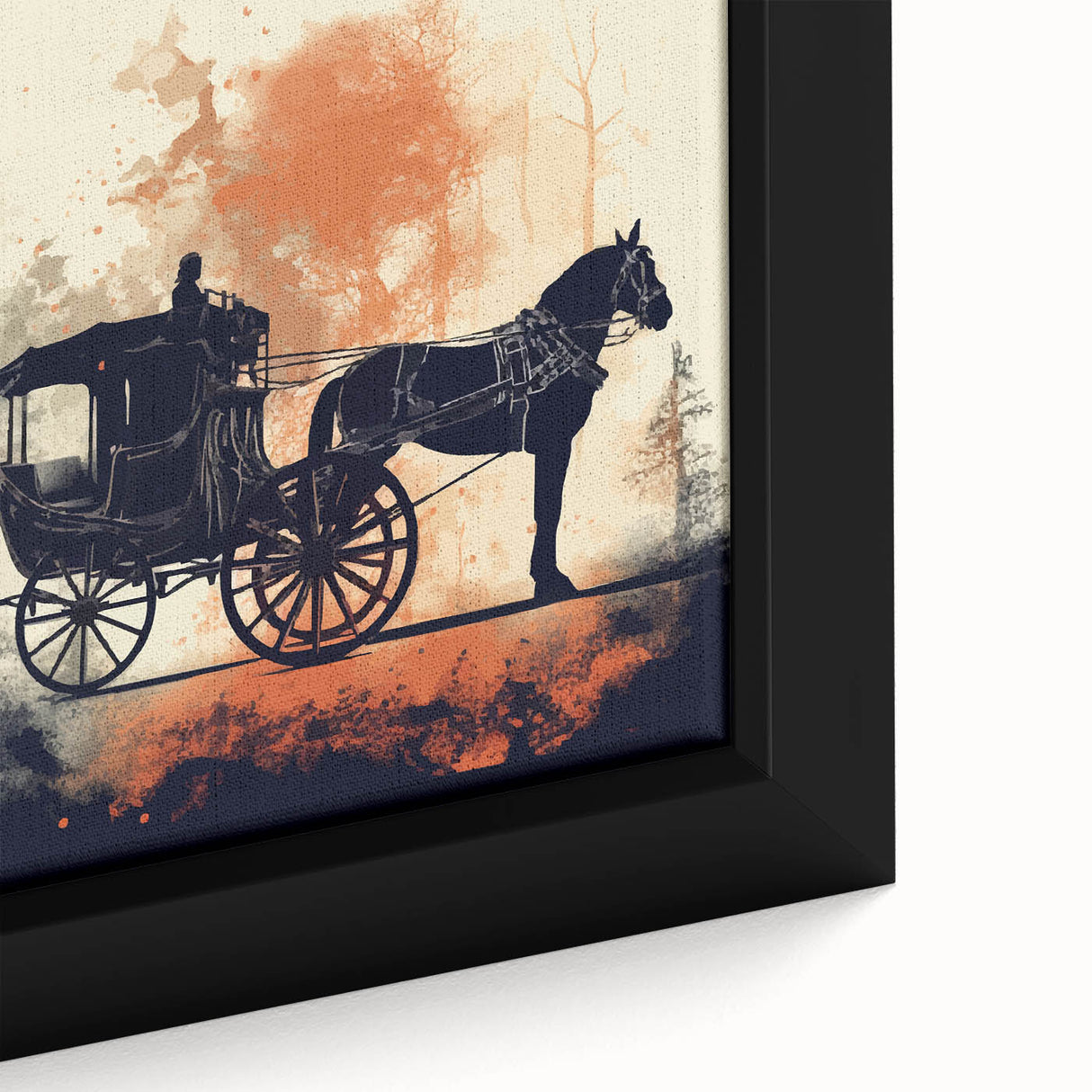 Extra large framed canvas featuring colorful, textured depiction of service vehicles on a black background.