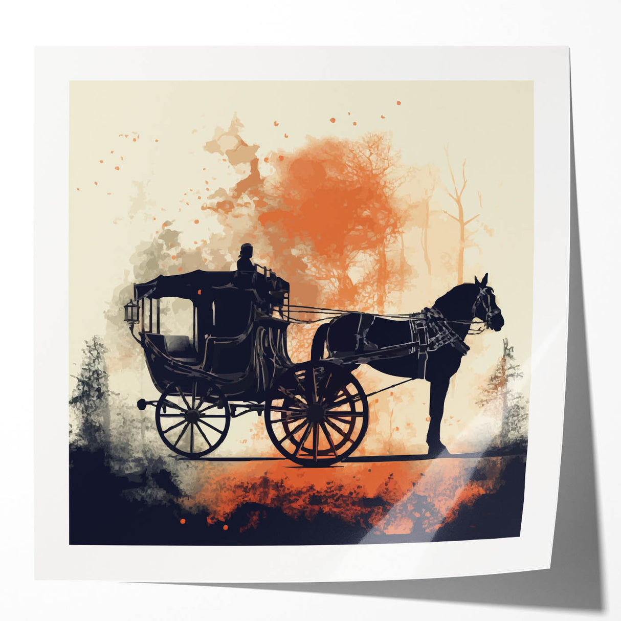 Extra large rolled print of colorful floral art featuring service vehicles, ideal for art wall dining room.